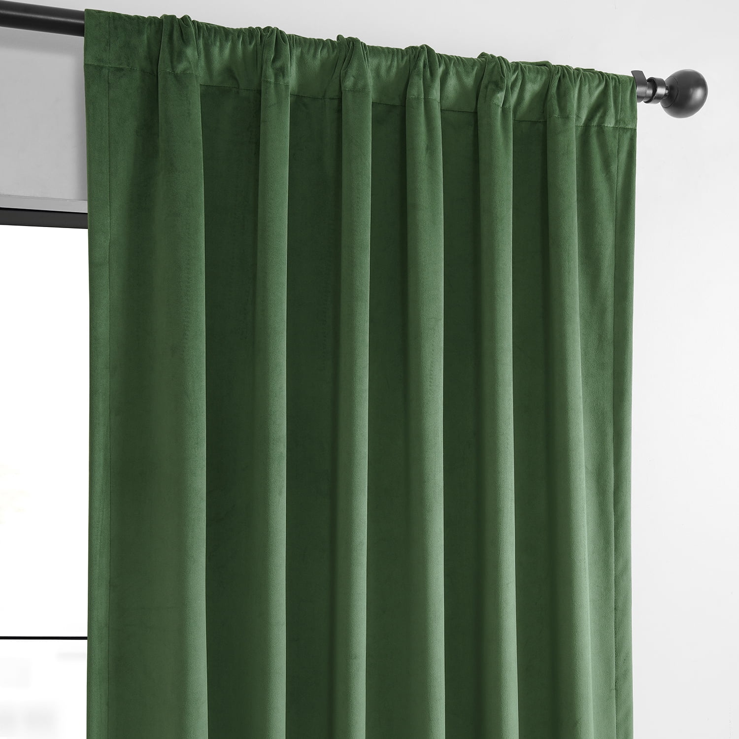 HPD Half Price Drapes Basic Deluxe Velvet Room Darkening Curtains with Rod Pocket - 2 Panels Set - Window Curtains for Living Room & Curtains for Bedroom, 50W X 108L, Green