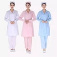 thumbnail image 3 of Traje de cuello de enfermera Ropa de trabajo de verano de manga larga corta rosa Traje de invierno de manga larga Bata blanca Farmacia Salón de belleza, 3 of 5
