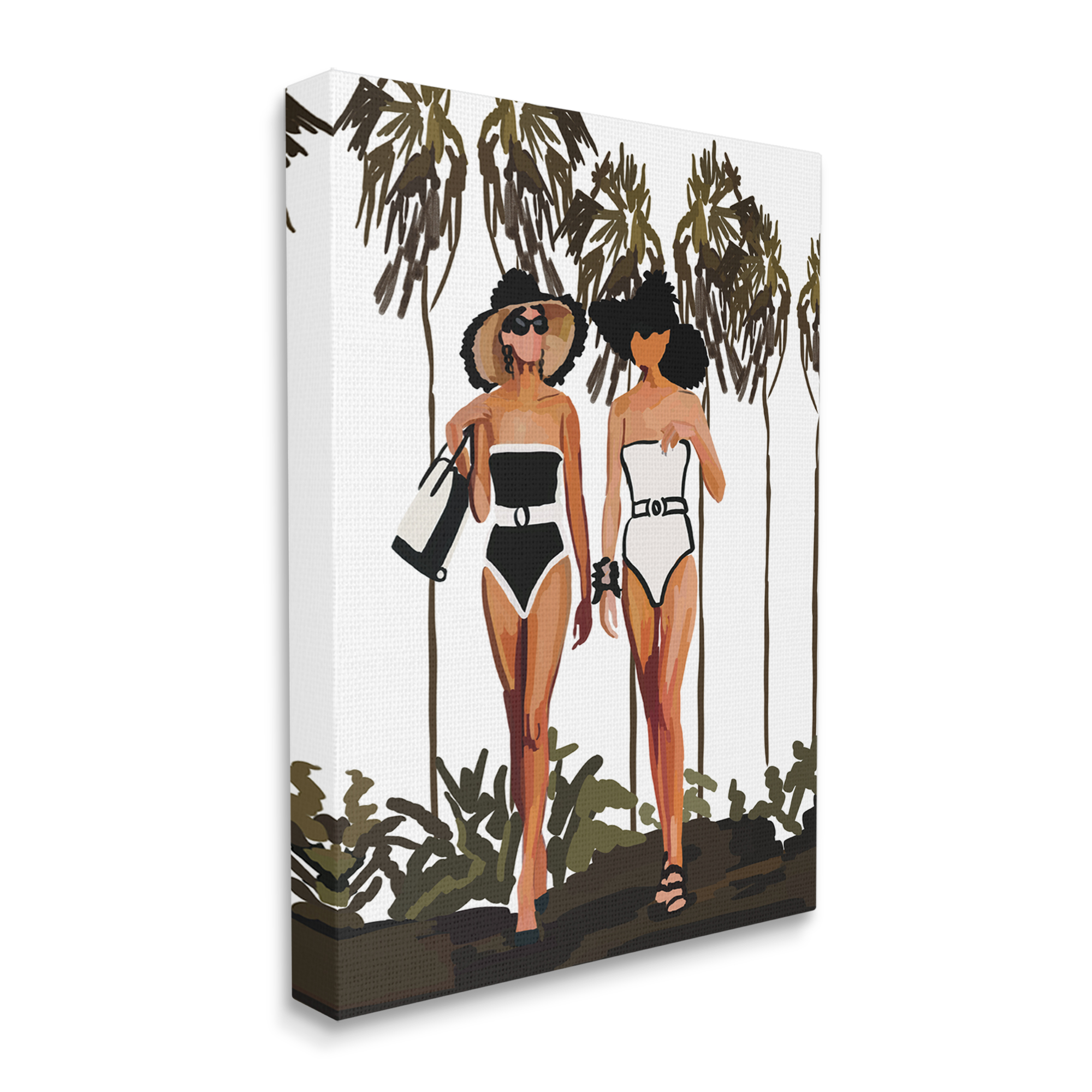Stupell Industries Beach Babes Strolling Tropical Summer Beach Adventure Graphic Art Gallery Wrapped Canvas Print Wall Art, Design by Amelia Noyes