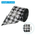 thumbnail image 2 of Uxcell 2.5 Inch x 10Yard Plaid Ribbons with Snowflake Printed, Wired Edge Ribbon, White Black, 2 of 6