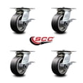 thumbnail image 2 of 5 Inch Heavy Duty Rubber on Aluminum Caster Set with Roller Bearings and Brakes, 2 of 2