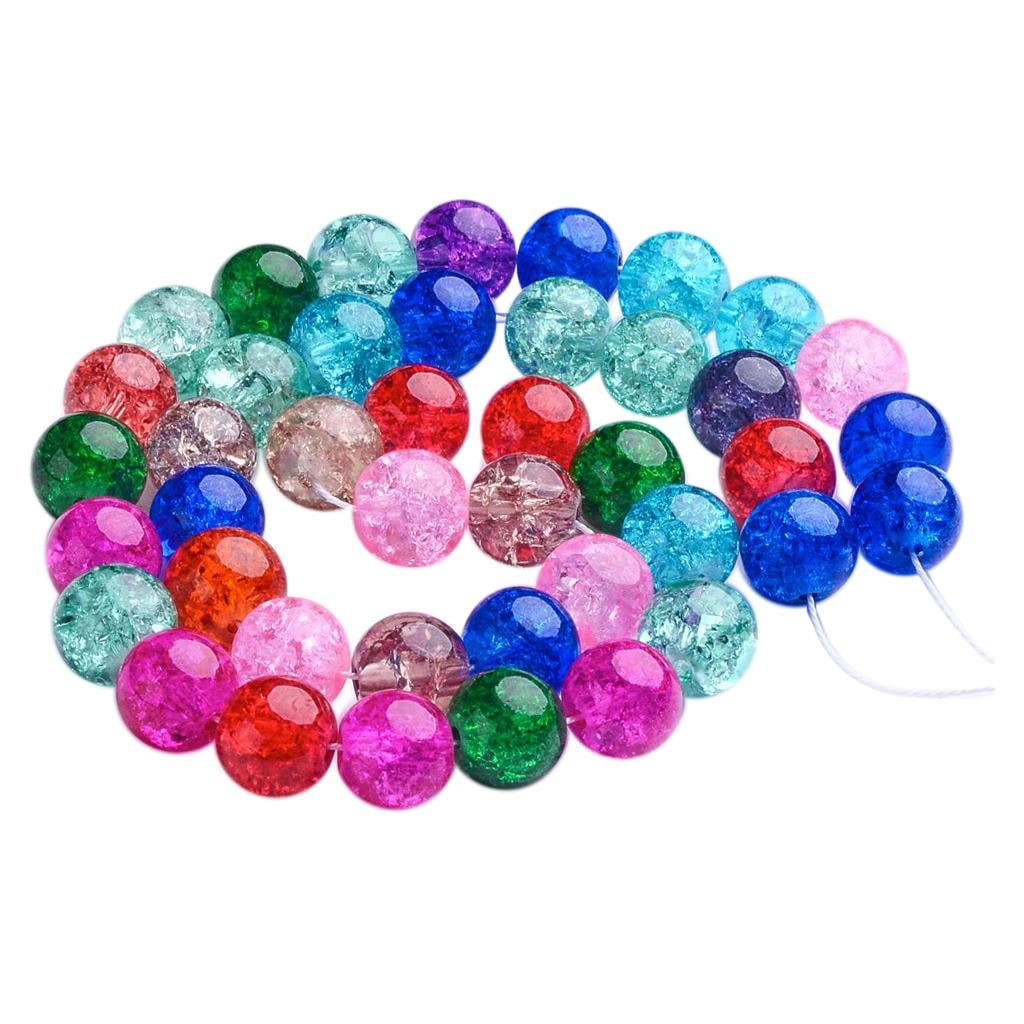 HILABEE 6x10mm Glass Crackle Beads Round Glass Beads for DIY Jewelry Making