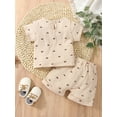 thumbnail image 3 of Liacowi 2 Pcs Baby Boy Girl Summer Outfit Sets Cotton Linen Sun Pattern Short Sleeve Tops Drawstring Waist Shorts, 3 of 8