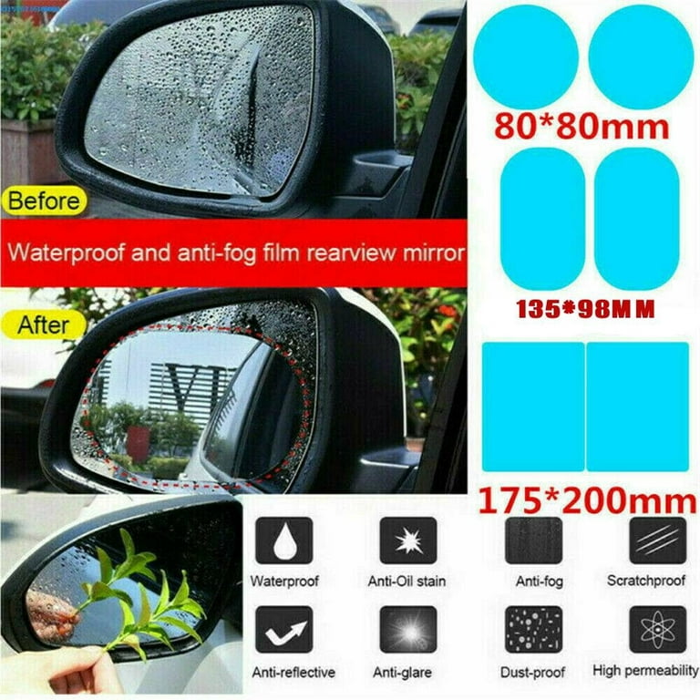 KeepCart Universal Car Accessories Rear-View Mirror Waterproof Anti Fog  Rainproof Anti-Water Protective Film Sticker for Car (Square - 2 PCs)