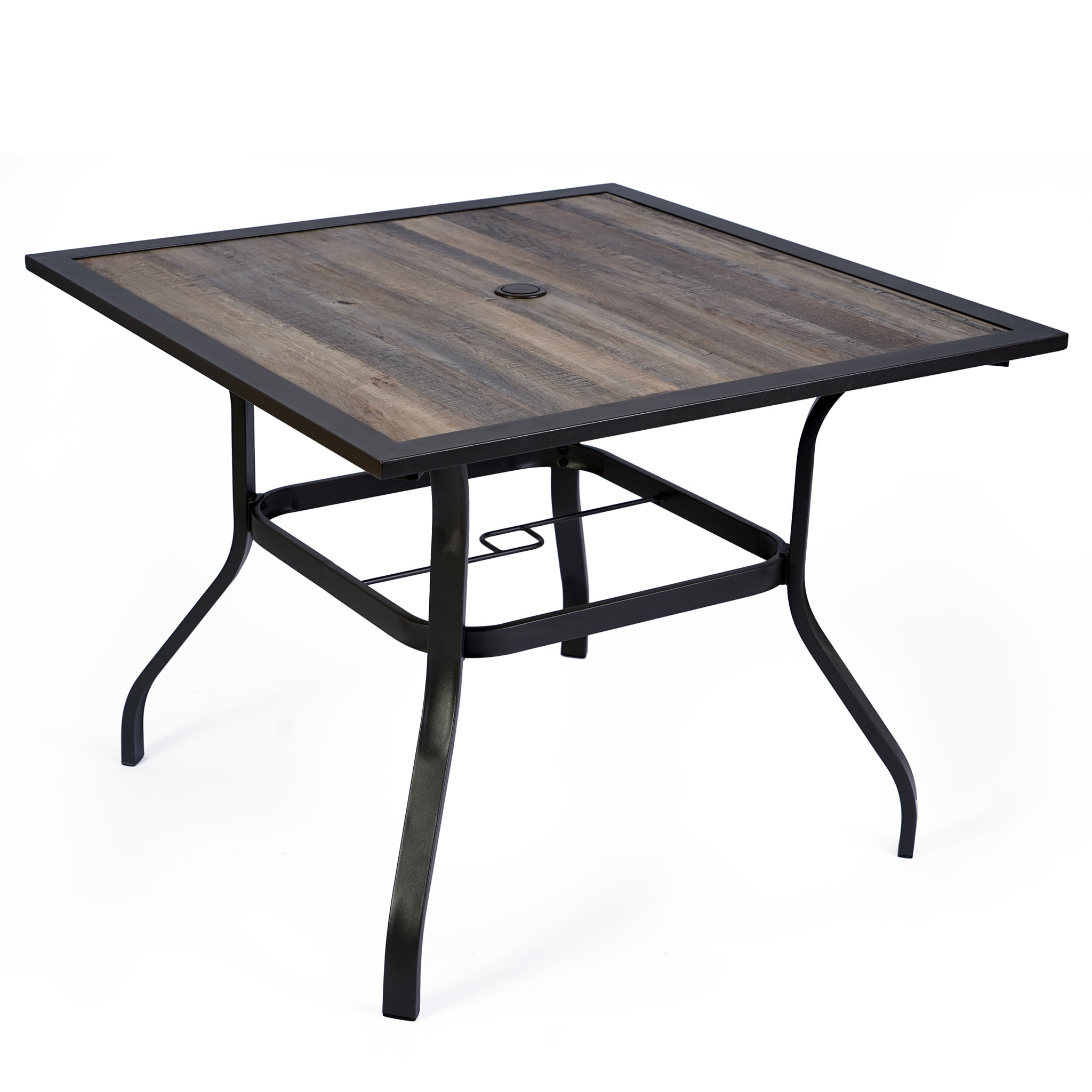 Kozyard Outdoor Patio Dining Wrought Iron Laminate Wood Square Table, 37" x 37" (Brown