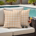 thumbnail image 4 of Orange White Checked Outdoor Waterproof Pillow Covers, Farmhouse Buffalo Plaid Country Decorative Square Throw Pillowcase Sofa Cushion Sham for Patio/Couch/Chair, 20"x20" 2 Pack, 4 of 8