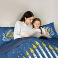 thumbnail image 6 of Feelyou Child Happy Hanukkah Bedding Comforter Set, Western David Star Twin Comforter Sets, Olive Branch Botanical Reversible Bedding Set, Ultra Soft Bedroom Decor, 2 Pieces, 6 of 9