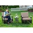 thumbnail image 3 of ALAULM 3 Piece Patio Outdoor Aluminum Metal Swivel Rocking Chair with 1 Coffee Table and 2 Khaki Padded Cushions Outdoor Metal Swivel Rocking Chair Furniture Conversation Set for Porch Garden, 3 of 7