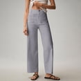 thumbnail image 3 of Misright Fashionable stretch cotton cropped wide-leg jeans, casual ankle-length jeans, 3 of 8