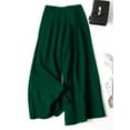 thumbnail image 2 of Wide Leg Women's Casual Capri Pants Cropped Elastic Waist Palazzo Culottes Linen Blend, Polyester Green, XL, 2 of 6