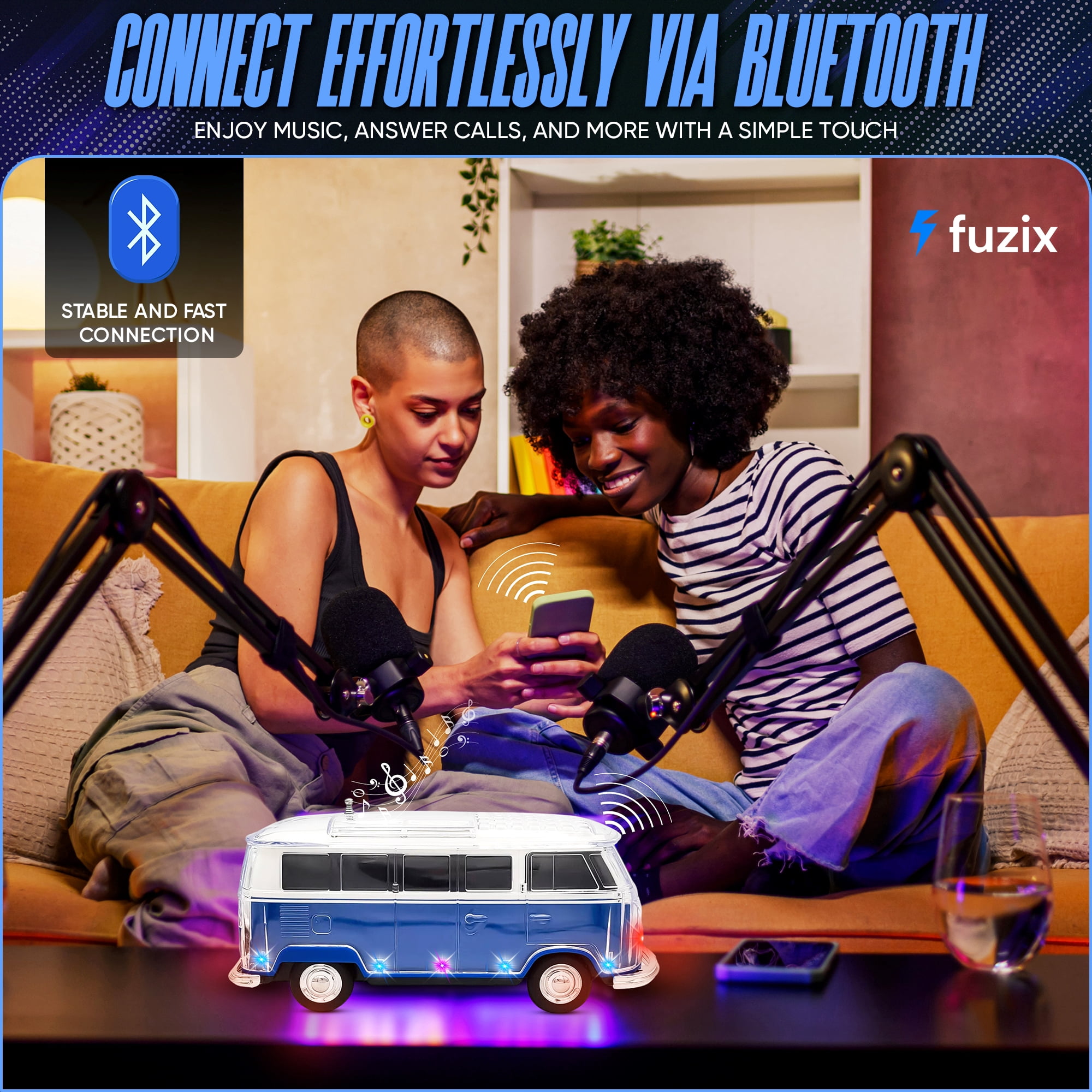 Fuzix WS-267 Car Bluetooth Portable Speaker with LED AUX USB FM Rechargeable