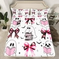 thumbnail image 2 of Castle Fairy Children Cartoon Ghost 4 Pieces Queen Sheet Sets,Kawaii Bowknot Ultra Soft Flat Sheet,Happy Halloween Queen Fitted Sheet,Microfiber Bedroom Decor, 2 of 7