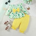 thumbnail image 2 of Gvdentm New Baby Girl Gifts Baby Girl Clothes Outfits Ruffle Romper+ Floral Pants + Cute Headband Sets for Girls Clothes Girl|Yellow 0-3 Months, 2 of 5