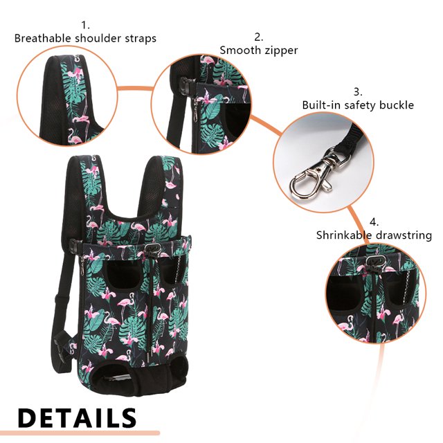 Bolsa de pecho Hebilla de seguridad incorporada Bolsa de transporte para perros y mascotas Mochila (pájaro verde M) Likrtyny Libre de BPA