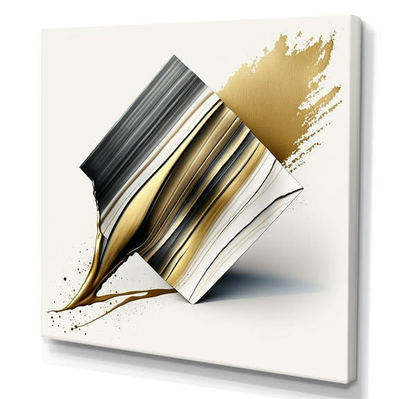 Designart Black And Gold Cubic Expression IX Canvas Wall Art