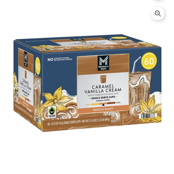 MM Medium Roast Vanilla Caramel Cream Coffee Pods, 60ct.