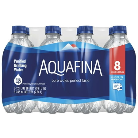 Aquafina Purified Drinking Water  12 fl oz  8 Pack Plastic Bottles