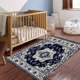 thumbnail image 3 of FJPT Blue White Floral Medallion Pattern Soft Small Area Rugs Non Slip Indoor Floor Carpet for Living Room Bedroom Decor, 3 of 5