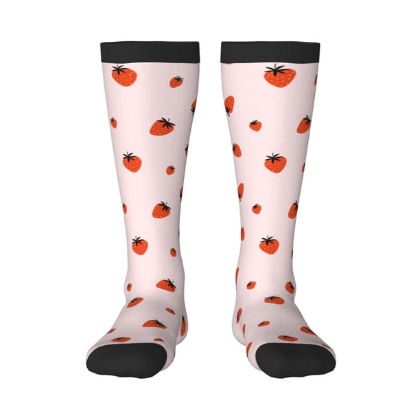 Balery Strawberry Calcetines novedosos Calcetines deportivos Calcetines hasta la rodilla Calcetines de algodón Calcetines originales y geniales