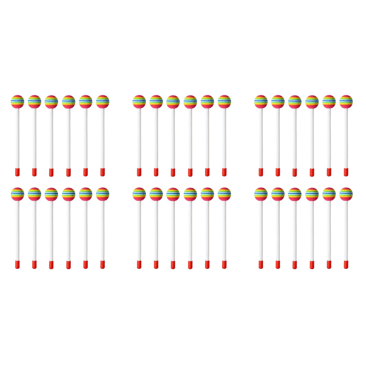 36 Pcs Lollipop Drum Mallet Sticks Round Rainbow Hammer Percussion Sticks Drumsticks for Kids Child Mallet Musical Toy