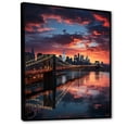 thumbnail image 2 of Designart "New York at Night A Colorful Photo I" Cityscapes Floater Framed Wall Art Living Room, 2 of 7