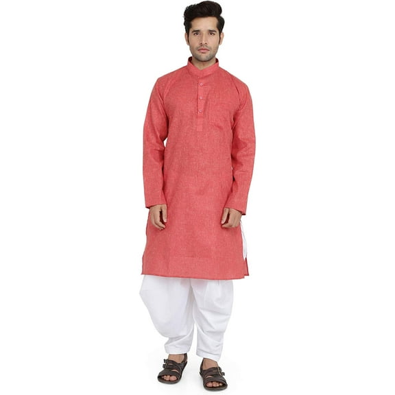 Royal Kurta Mens Cotton Kurta & Salwar Set Maroon 42