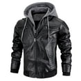 thumbnail image 6 of Tiweut PU Leather Jackets for Mens Mens Fall and Winter Long Sleeve Hooded Outdoor Style Coat Tops Black,L, 6 of 7
