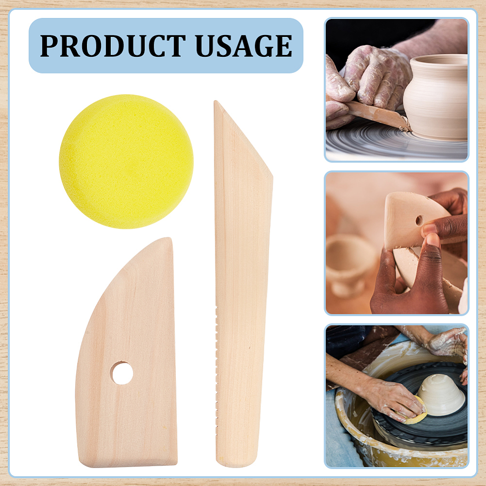 1bag DIY Clay Ceramic Craft Jewerly Tool Kit Including Portable Clay Wedging Board MDF Wood Mud Mat Silicone Molds and Wooden Carving Curved Clapper Mixed color