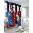 thumbnail image 3 of Fsddascl Red White Floral Shower Curtain Set - 48" x 72" Washable Bathtub Curtain with 12 Hooks, Blue Botanical Black Striped Spring Waterproof Fabric Stall Shower Curtains for Bathroom/Bathtub, 3 of 6