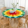 thumbnail image 3 of Tie Dye Soft Petal Ring Pattern Round Fitted Tablecloth with Elastic Edge,Dining Table Cover Waterproof,Outdoor Round Tablecloth for Camping,Dining,Indoor and Outdoor, 3 of 7