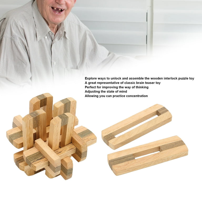 Wooden Blocks Brain Teaser Puzzles for Elderly 3D Interlocking Wood Jigsaw Games Educational Toys for Kids and Teens Walmart