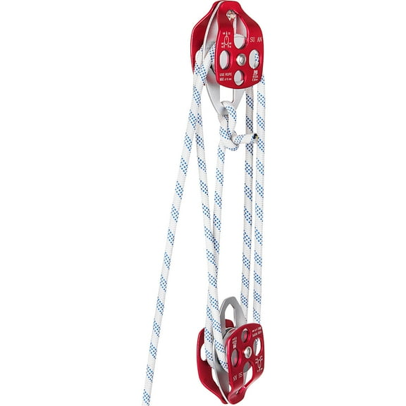 Twin Sheave Block and Tackle 7700Lb Pulley System 100' 1/2" Outdoor Rigging Rope