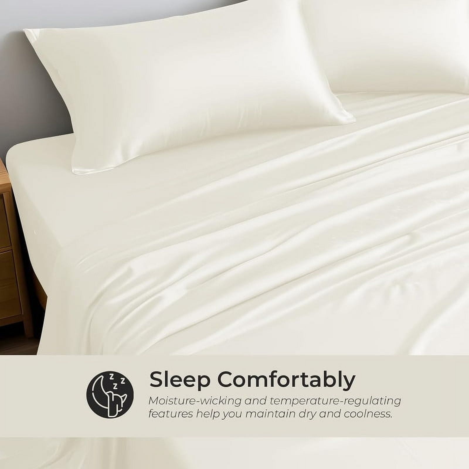 100% Bamboo Queen Sheet Set - Ultra Soft, Breathable & Cooling, Ideal for Hot Sleepers, 16" Deep Pocket, Hotel Luxury Bedding (Ivory)