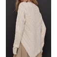 thumbnail image 3 of Czanzd Women's Cable Knit Asymmetrical Hem Sweater Crewneck Pullover Top-Apricot,XL, 3 of 7