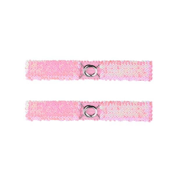 Cinturones elásticos delgados para mujeres INSPIRE CHIC con decoración de lentejuelas, cinturones elásticos para vestidos, 2 piezas, rosa