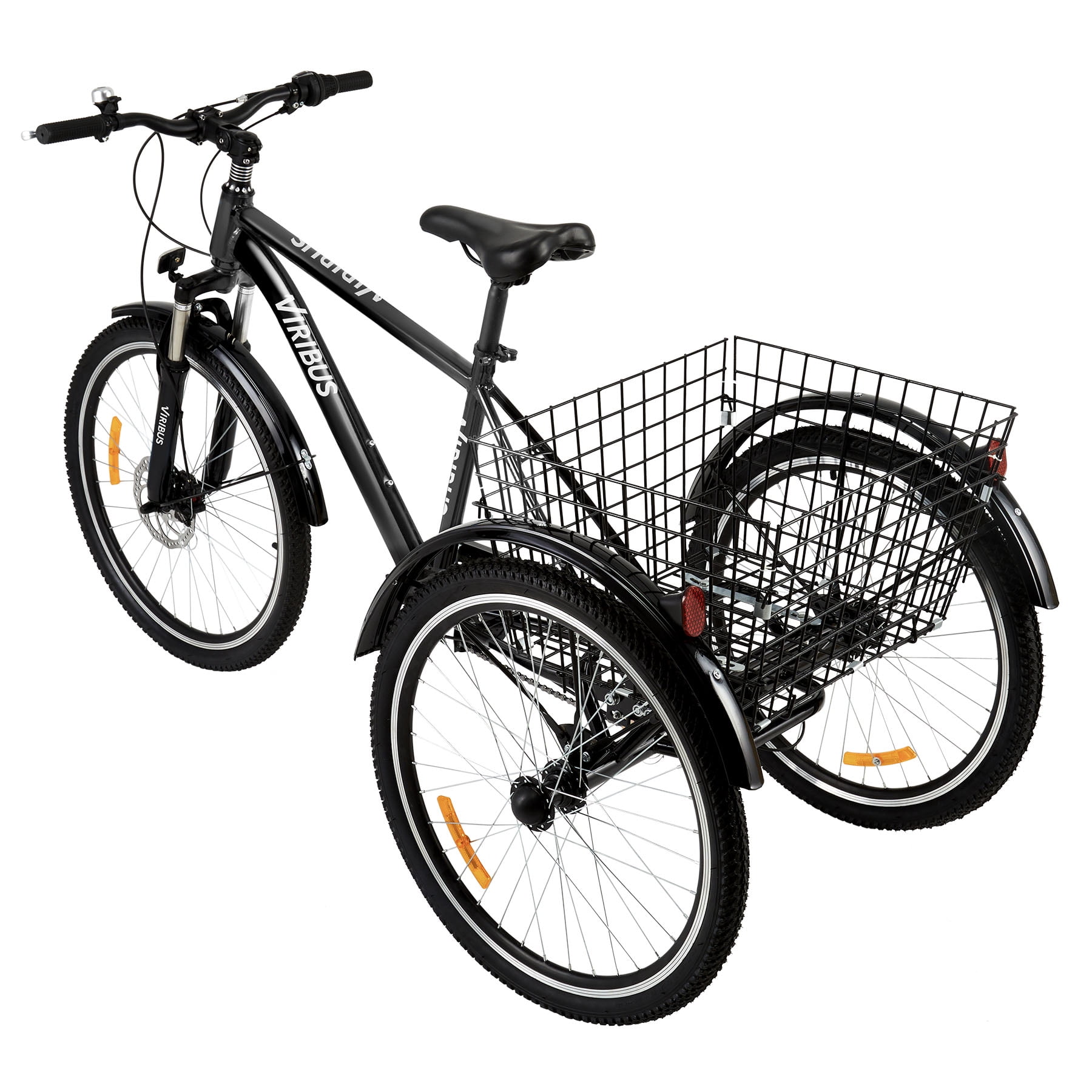 Viribus 24 inch 7 Speed Adult Tricycle with bicycle frame size 7.9in. for Men Women, Black