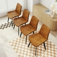thumbnail image 6 of Set of 4 Modern Brown Faux Leather Chairs with Sturdy Metal Legs Comfort Style for Dining Room, 6 of 9