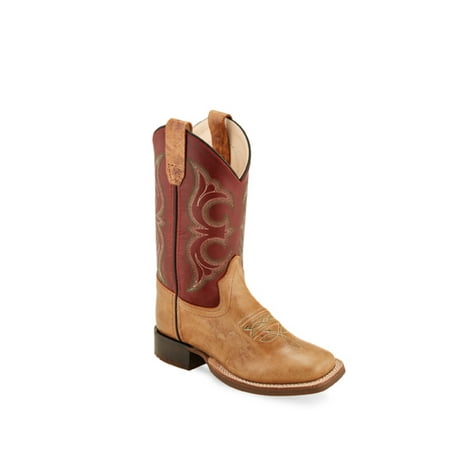 

Old West Red/Tan Youth Boys Leather Cowboy Boots 6D