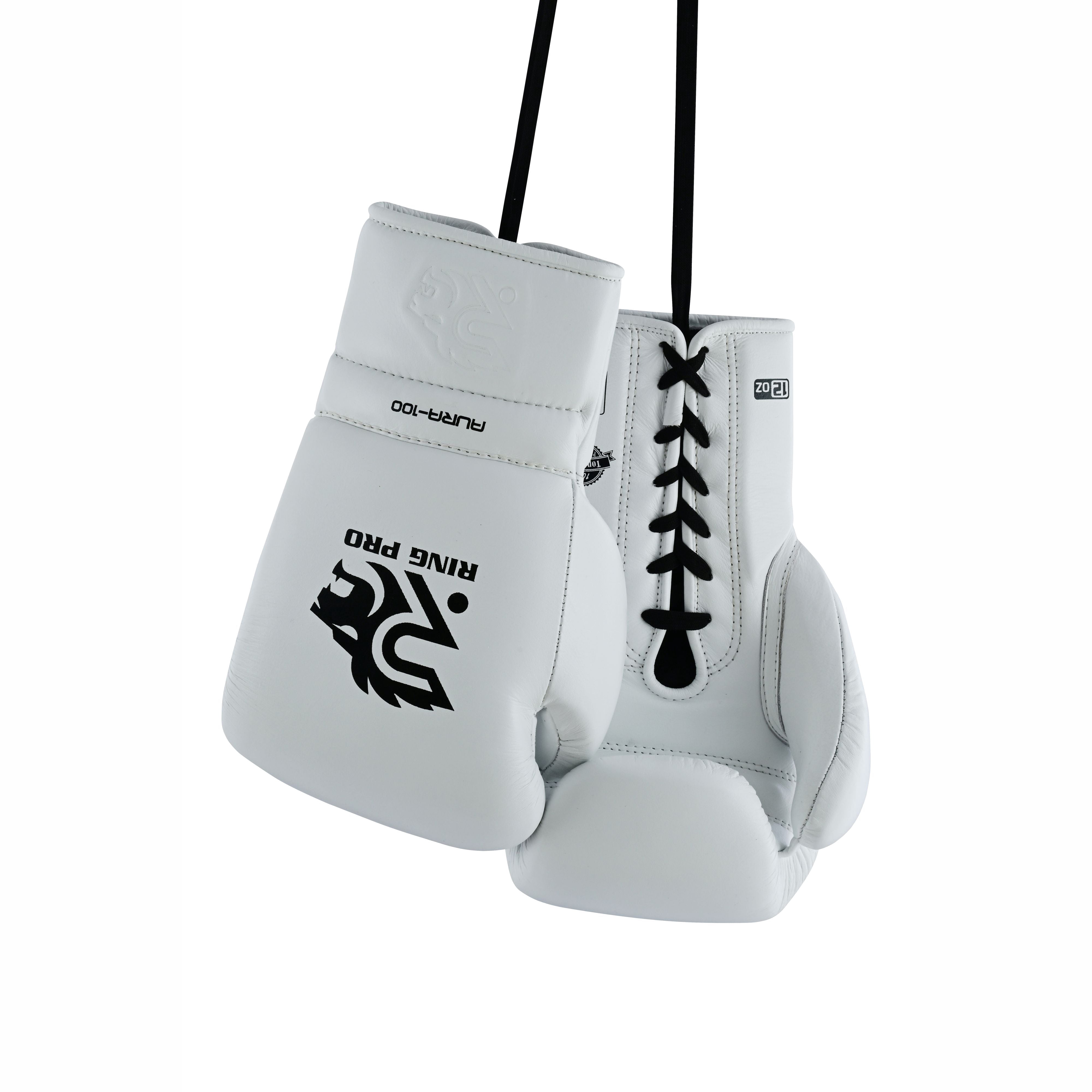 Ring Pro Sports Aura-100 Series Boxing Glove Made of Genuine Cowhide Leather for Boxing & MMA - White 16 oz