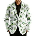 thumbnail image 4 of Nokdvo Mens Corduroy Vintage Blazer Valentine's Day Button Down Blazer Notched Lapel Heart Print Dress Blazer with Pockets Holiday Party Loose-Fit Valentines Day Suit,Dark Green M, 4 of 6