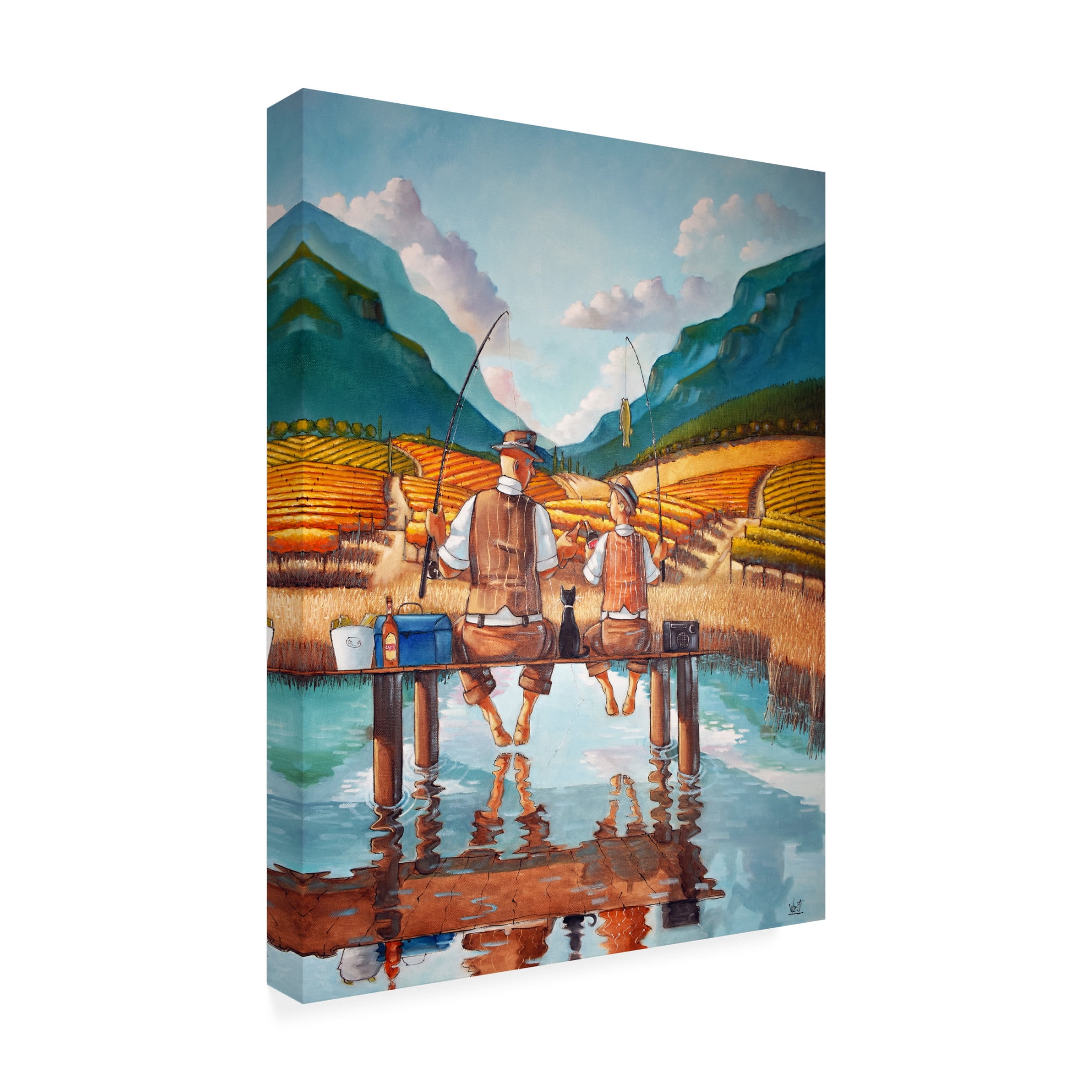 Canvas Wall Art - Ronald West 'First Catch' Wall Art for Living Room, Bedroom, or Office Décor by Trademark Fine Art - 24 x 32 Inches