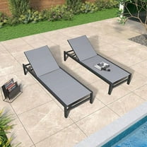 Ulax Furniture 2 Pieces Outdoor Padded Aluminum Chaise Lounge Chairs, Gray