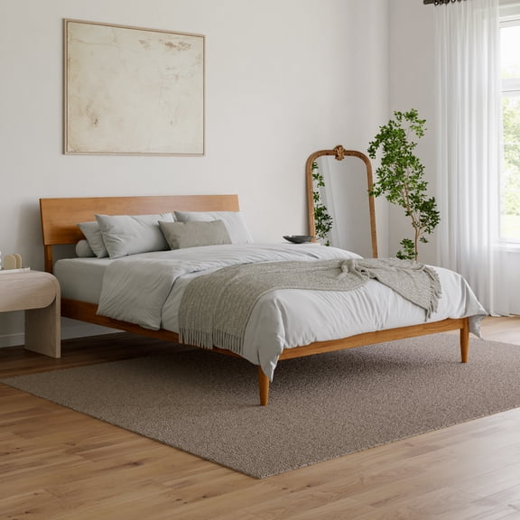 Bradford Queen Wood Platform Bed in Light Toffee