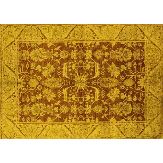 Ahgly Company Indoor Rectangle Oriental Yellow Industrial Area Rugs, 4' x 6'