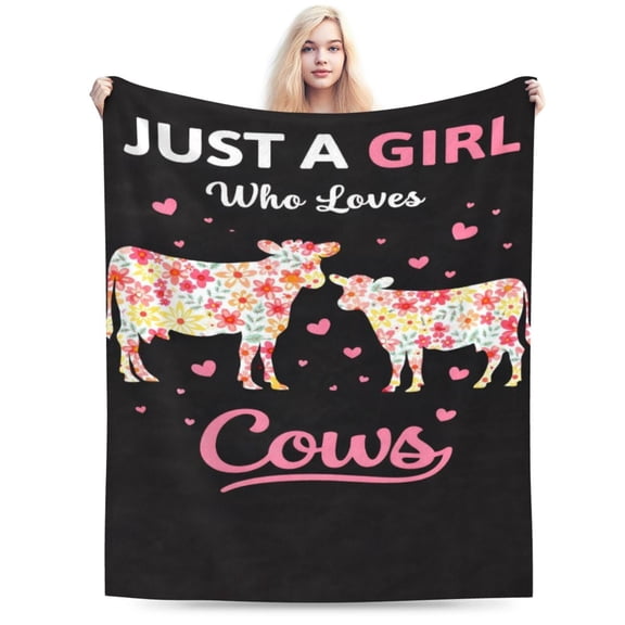 Cow Lover Blanket Gift Floral Cow Pattern Throw Blanket Cozy Soft Home Decor Gift for Cowgirls Farmers Farm Animal Lovers 50x40