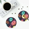thumbnail image 5 of Disketp Donuts1 Funny Coasters,4 Pcs Leather Coasters With Holder, Perfect Housewarming Hostess Gifts,Protect Furniture From Water Marks Scratch And Damage, 5 of 9