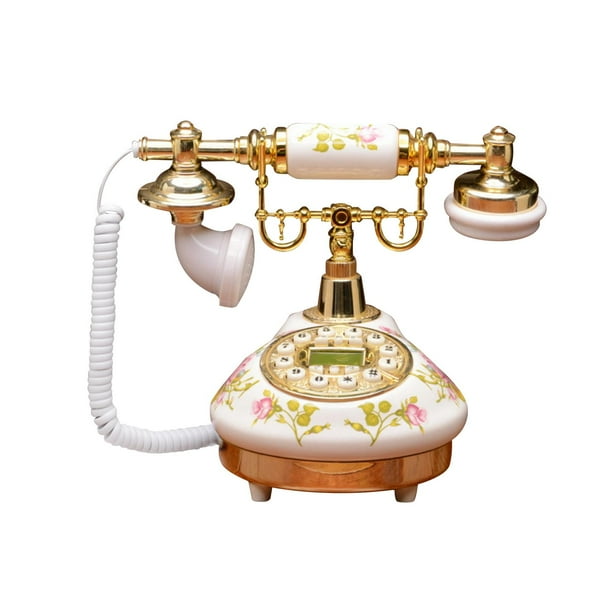 Teléfono fijo antiguo,Teléfono fijo retro europeo Teléfono antiguo,Teléfono retro con cable Pulsador Teléfono clásico,Teléfono Fijo Vintage Mesa Moda Antigua,Teléfono fijo vintage Cafe