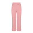 thumbnail image 4 of Vynhevius Women Straight Leg Pants Solid Drawstring Waist Side Slit Pockets Casual Trousers, 4 of 8