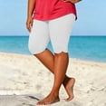 thumbnail image 2 of Ixbnca Plus Size Capri Leggings for Women Biker Stretchy Casual Knee-Length Short Pants Solid Color Yoga Shorts, 2 of 5