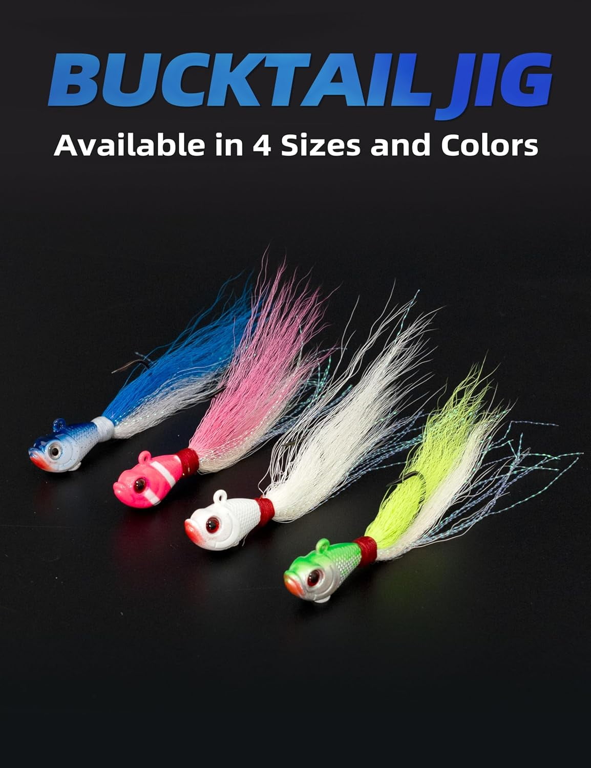 BLUEWING 2pcs Bucktail Jig Lure with High Carbon Steel Hook 1oz Lead Head  Jig Hair Jig Saltwater Freshwater Lures Fluke Lure for Bluefish, Bass  Fishing 